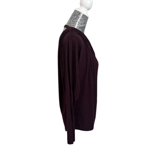 Express Long Sleeve Cowl Draped Back London Ultra Soft Jersey Shirt Purple XL - Picture 5 of 9